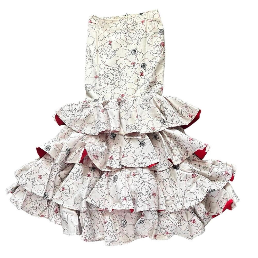 Tailored Mermaid Ruffles Tiered Maxi Heavy Skirt Sz S